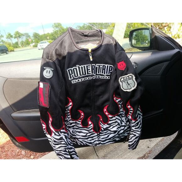 Power Trip Women’s Padded Motorcycle Jacket Street Unit 333 Black Zebra Sz Small - Picture 1 of 16